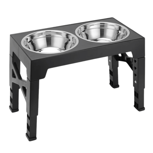 Raised Dog Bowl Stand with Adjustable Tilt & Stainless Steel & Slow-Feeding Bowls 1