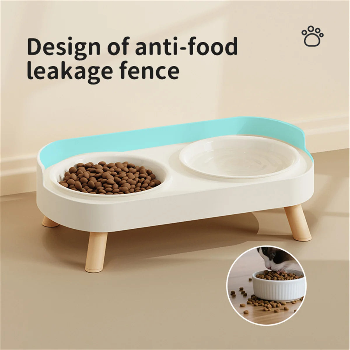 Raised Stand Stainless Steel Double Pet Food Bowls