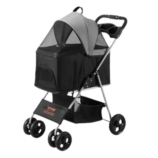Small Dog 3-In-1 Quick-Folding Dog Stroller with Detachable Carry Basket for Car Travel 1