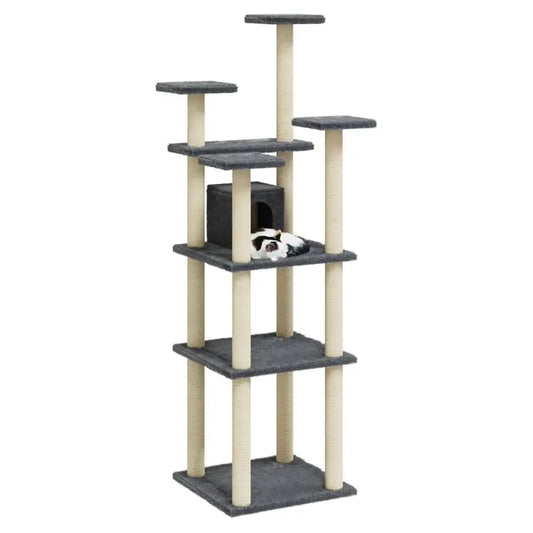 5ft 6in Multi-Level Cat Tree with High Perches & Condo 1
