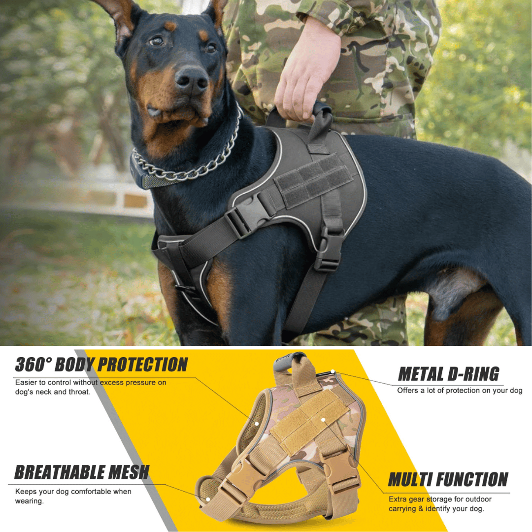 Military-Style Tactical Dog Training Vest with Sturdy Harness Handle 11