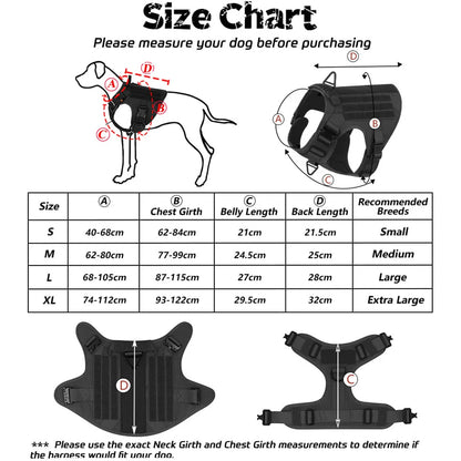 Sturdy Dog Harness with Reflective Piping & Metal Buckles | Tactical Dog Training Vest