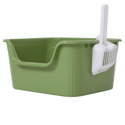 High-Sided Semi-Enclosed Cat Litter Box made from Durable Plastic | Scoop Included 1