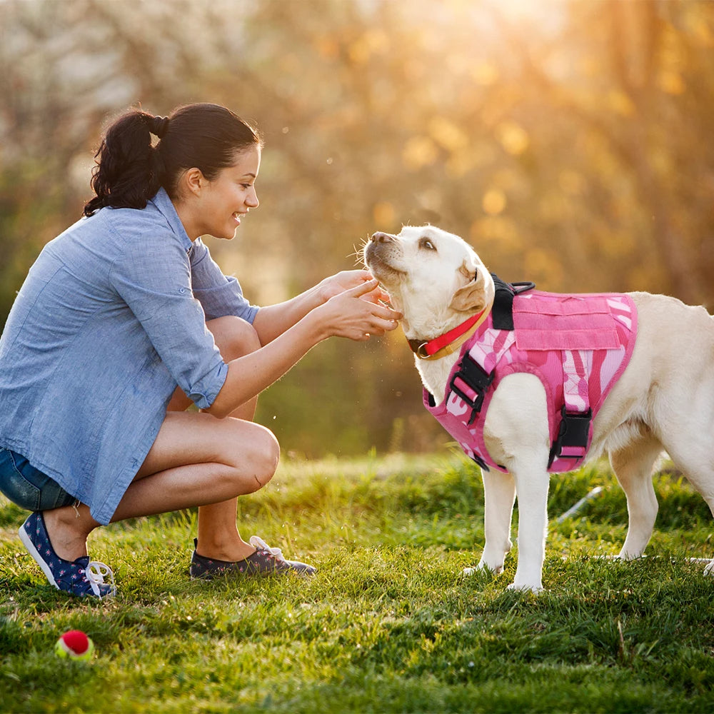 Pink Camouflage Military-Style Dog Harness | Tactical Dog Training Vest 5