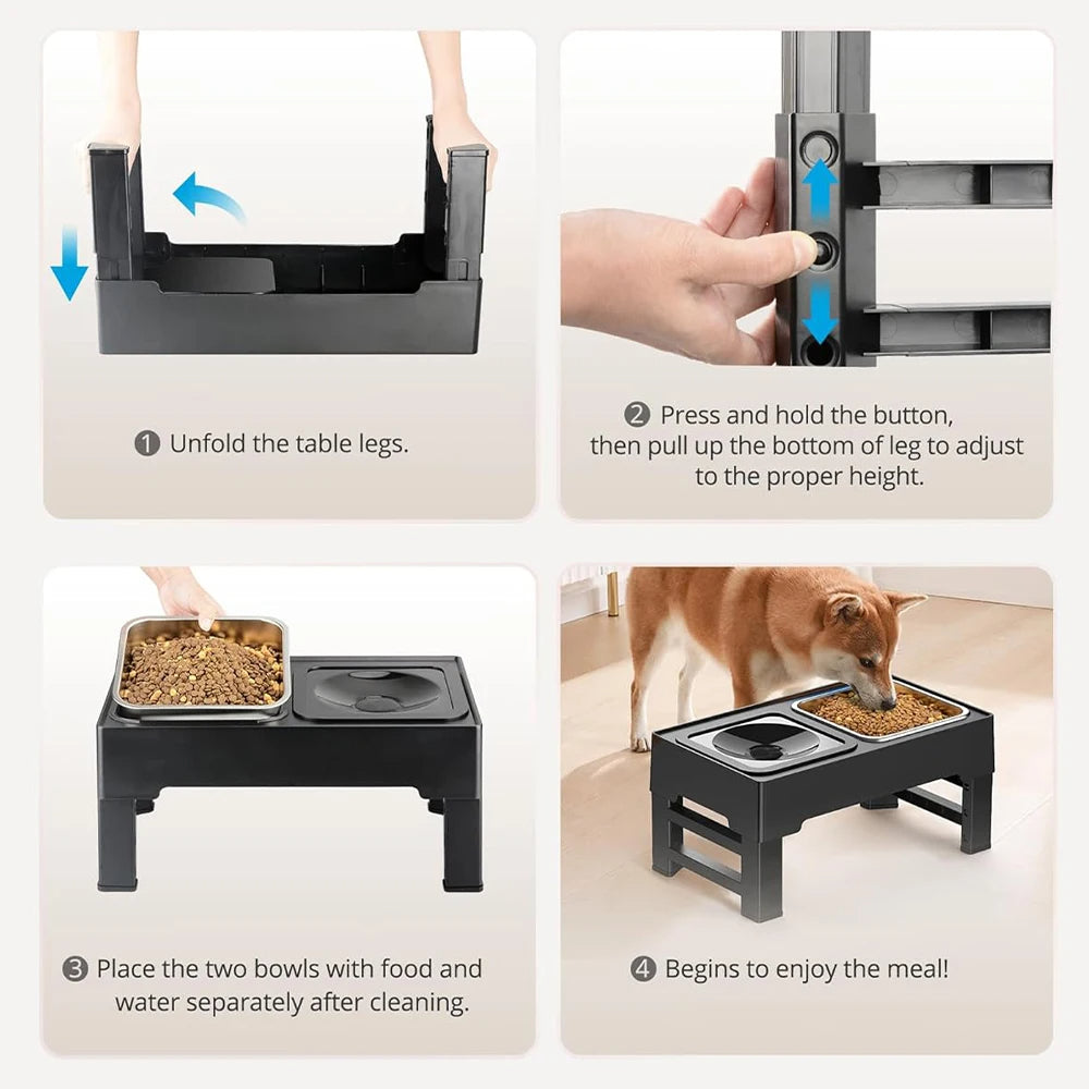 Sturdy & Adjustable Elevated Dog Feeding Station with 1.6L Stainless Steel Food Bowl & Spill-Resistant 1L Water Bowl 5