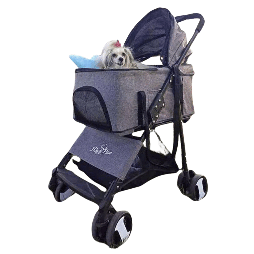 Quick-Fold Dog Stroller for Small Dogs with Removable Carry Basket Car Seat 17