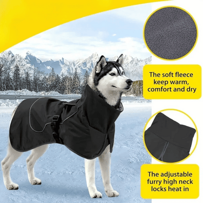 Waterproof & Warm Dog Jacket with Fleece Interior, Adjustable Neck & Reflective Piping 3