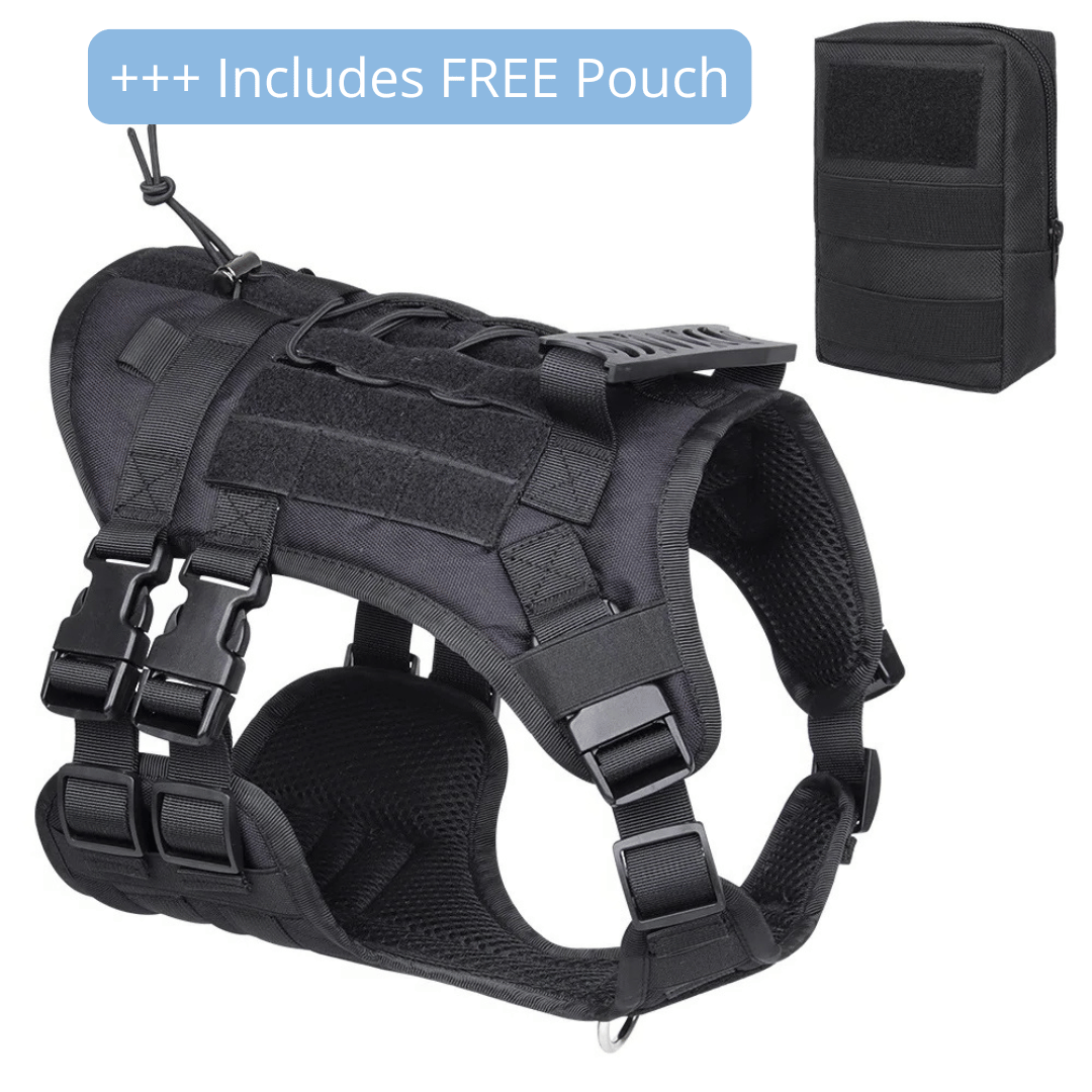 Robust Military-Style Dog Harness with Rubber Handle & Pouch | Tactical Dog Training Vest 22