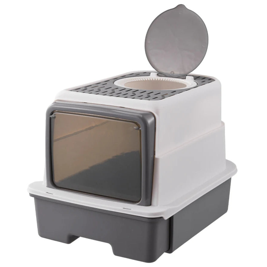 Enclosed Cat Litter Box with UV Lamp for Sterilizing & Deodorizing | Includes Tray Drawer & Scoop