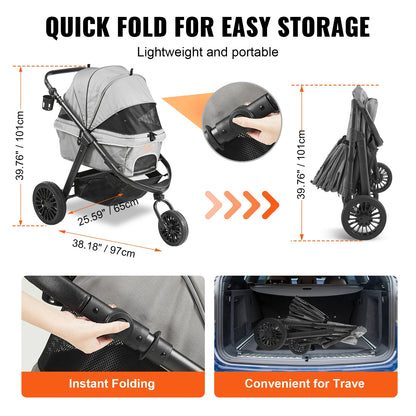 Sturdy & Compact Dog Stroller for Smaller Dogs with Easy Folding 4