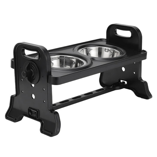 Fully Adjustable Raised Dog Feeding Station with Double Stainless Steel Dog Bowls 1