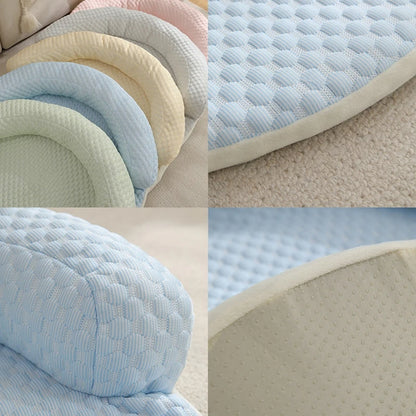 Round Pet Cooling Mat - Absorbs Heat & Cools Body | Breathable, Non-Slip Dog & Cat Bed with Head Support