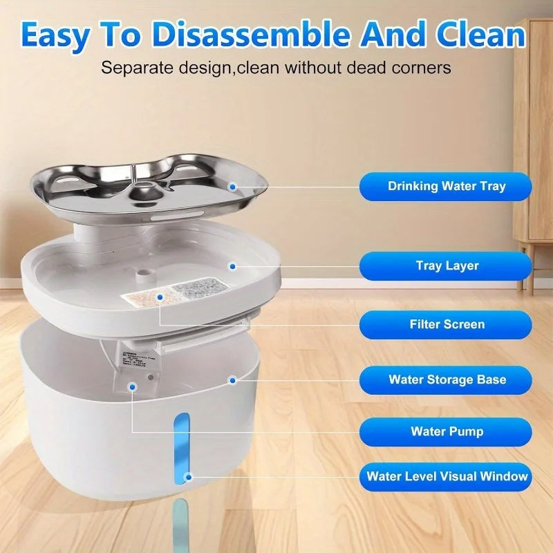 Wireless Pet Water Fountain for Fresh Flowing Drinking Water for Cats & Dogs | USB Rechargeable