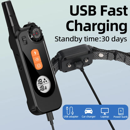 Dog Training eCollar with Remote & Flashlight for Sound, Vibration & Shock Control up to 600m | Waterproof & Night-Safe