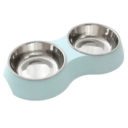 Stainless Steel Double Pet Food Bowls in Aesthetic Holder