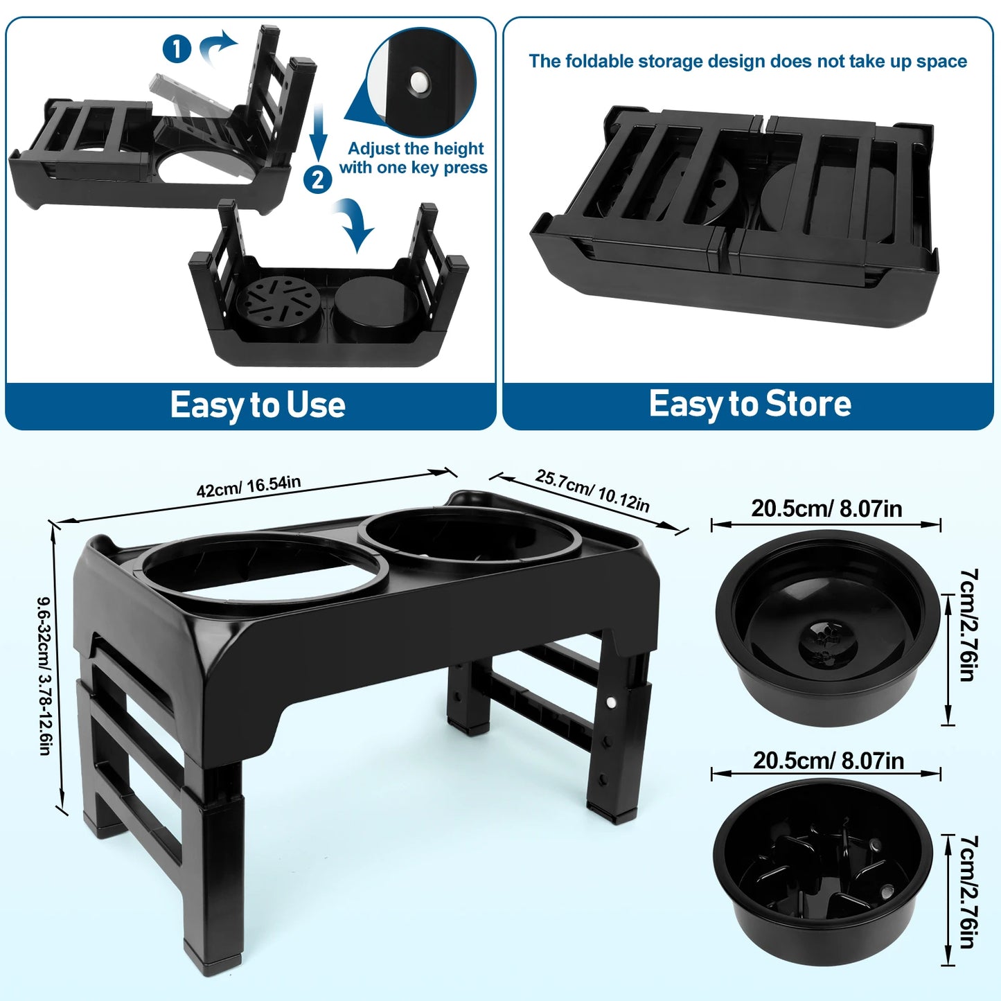 Fully Adjustable Raised Dog Feeding Station with Slow-Feeding Dog Bowls 7