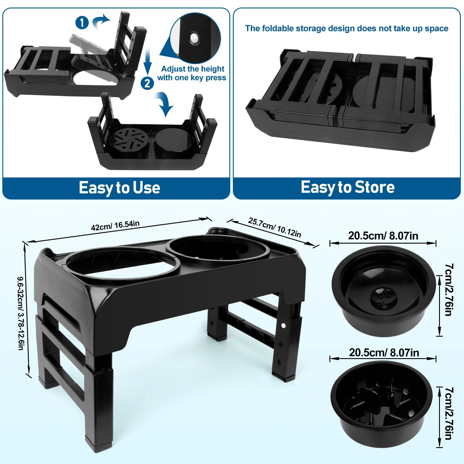 Fully Adjustable Raised Dog Feeding Station with Slow-Feeding Dog Bowls 7
