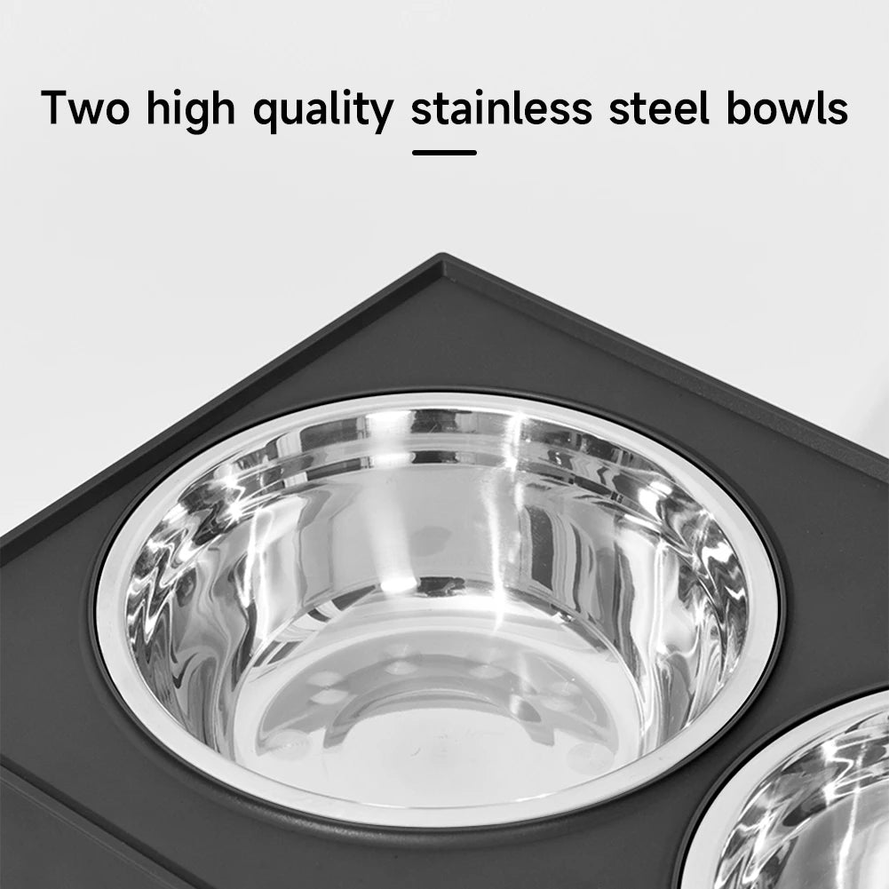 Sturdy Elevated Dog Feeding Station with 3 Adjustable Height Levels & 2 Stainless Steel Bowls 3