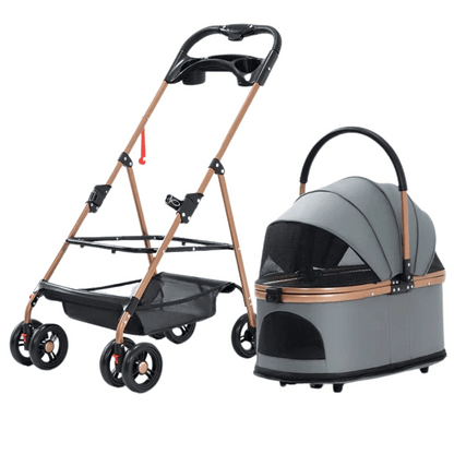 Multifunctional Foldable Pet Stroller & Detachable Basket for Small Dogs & Cats 5