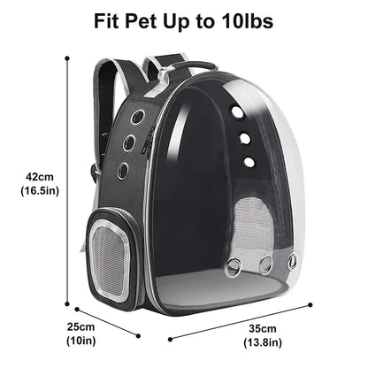 Space Capsule Cat Backpack with Transparent Dome | Ventilated Travel Carrier for Pets