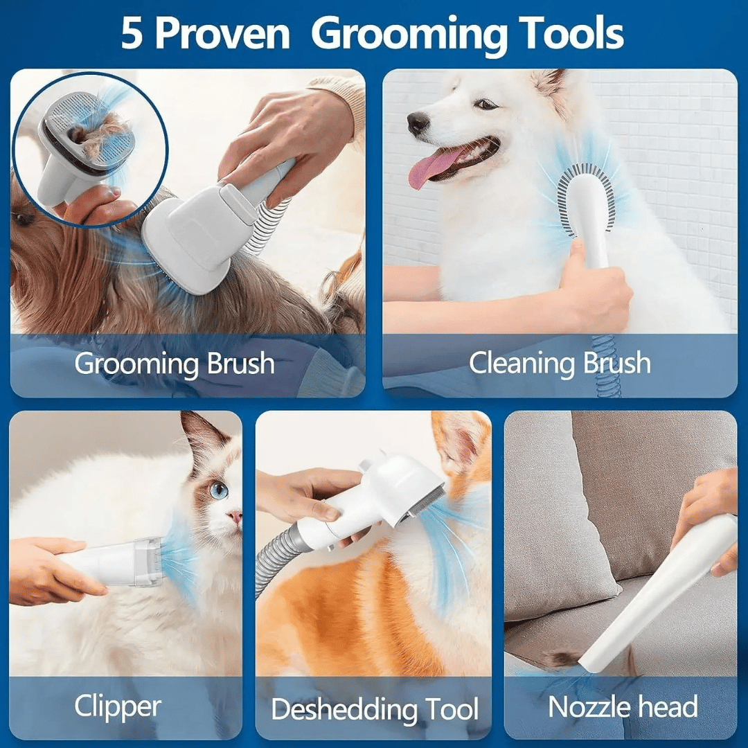 Low-Noise Dog Grooming Vacuum with Full Pet Hair Clippers & Brush Kit | Large 2.3L Capacity 7