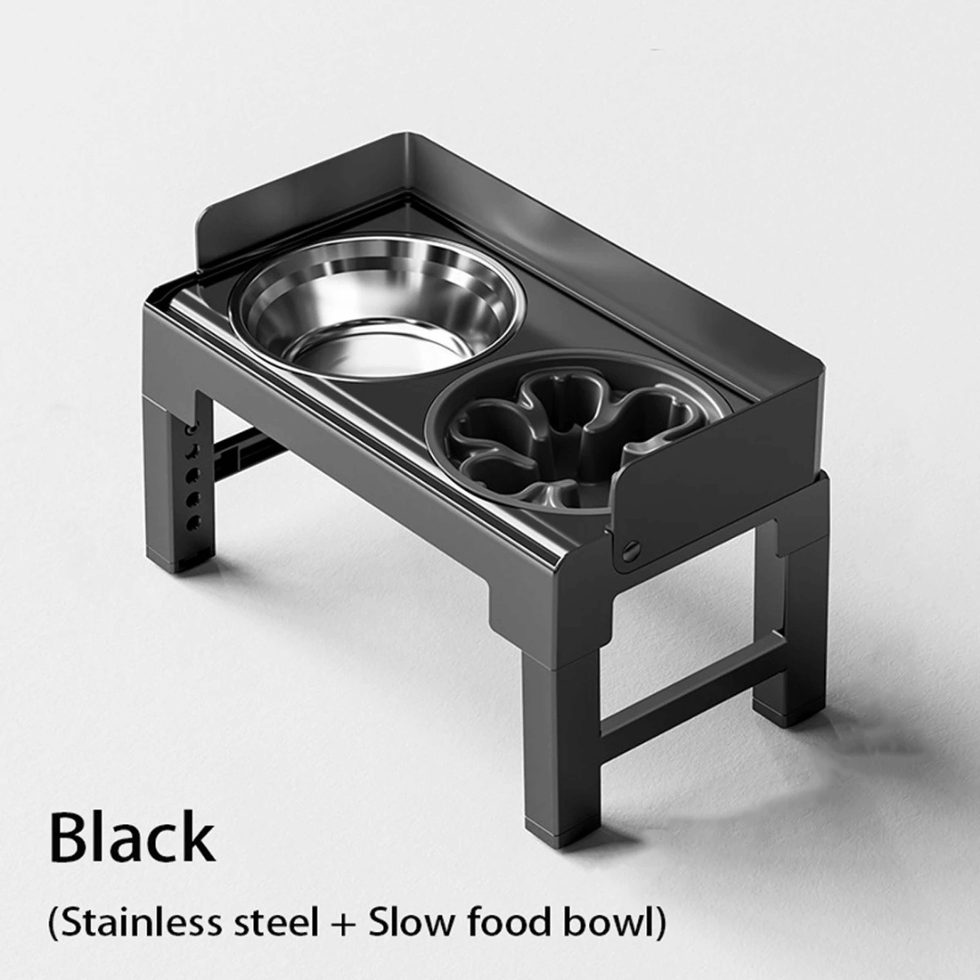 Adjustable Raised Dog Feeding Station with Stainless Steel & Slow-Feeding Bowls 7