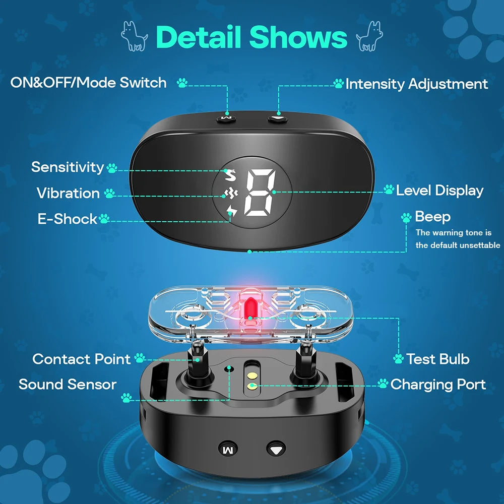 Automatic Anti-Bark Collar with No Shock & Safe-Shock Modes | USB Rechargeable & Waterproof Electric Dog Collar 6