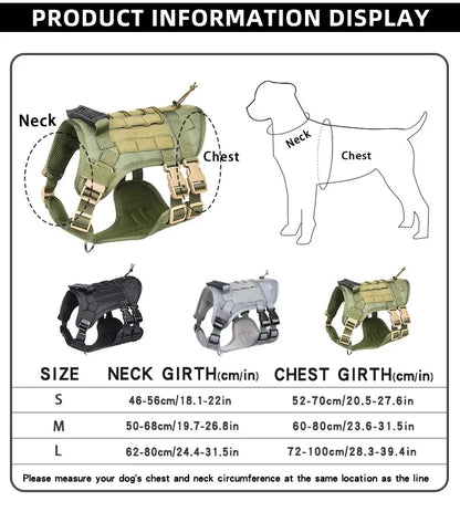 Robust Military-Style Dog Harness with Rubber Handle & Pouch | Tactical Dog Training Vest 17