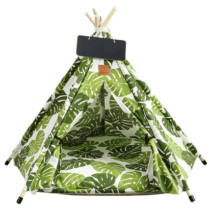 Cute Pet Bed Teepee Tent for Smaller Dogs & Cats with Washable Comfy Cushion