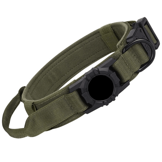 Heavy Duty Military-Style AirTag Holder Dog Collar | Tactical Air Tag Holder Collar 1