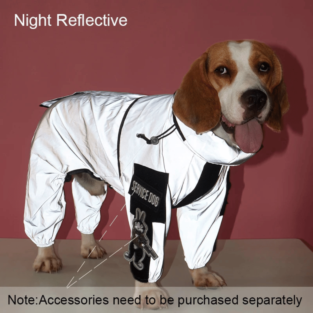 Reflective Full Body Dog Jacket with Adjustable Snood | Waterproof Dog Raincoat Jumpsuit