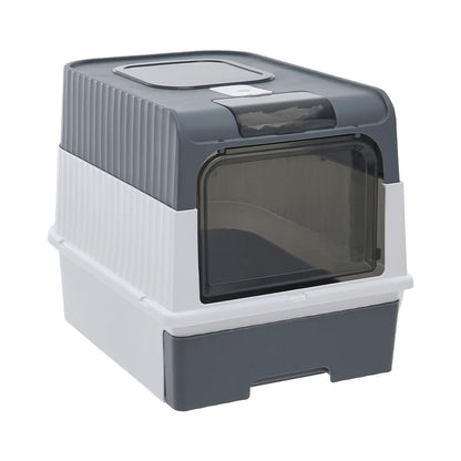 Enclosed Cat Litter Box with UV Sterilization, Pull-Out Tray & Double Entrance-Exit