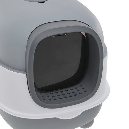 Spacious Enclosed Cat Litter Box with USB-Powered UV Sterilization Lamp & Stable Base