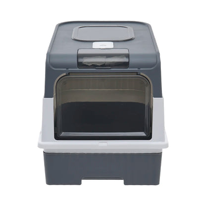 Enclosed Cat Litter Box with UV Sterilization, Pull-Out Tray & Double Entrance-Exit