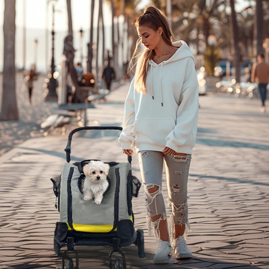 2-In-1 Collapsible Dog Stroller & Car Seat Travel Crate for Small Dogs 7
