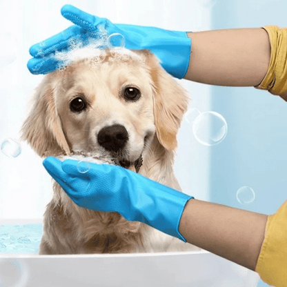 Silicone Dog Washing Gloves for Wet & Dry Bathing & Grooming