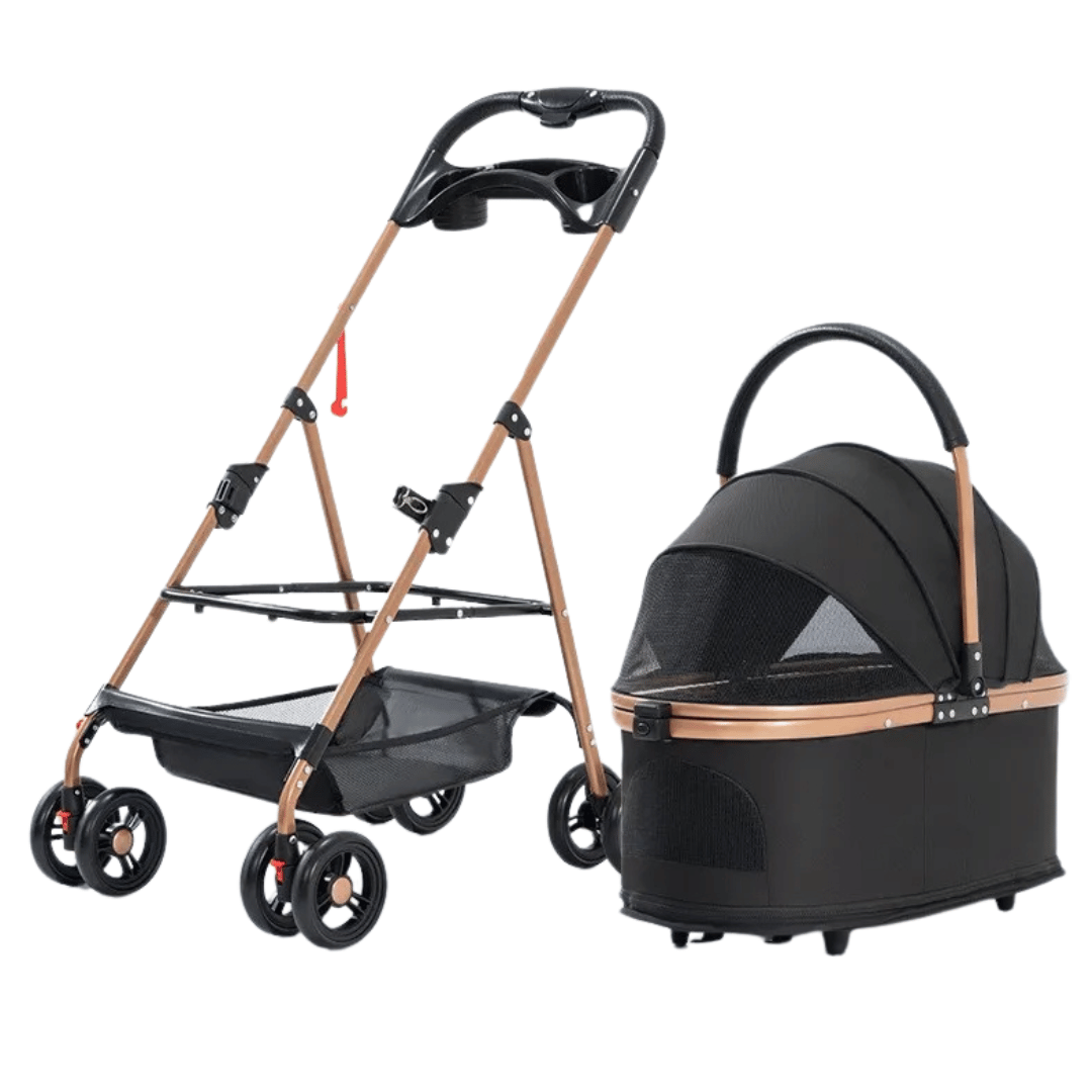 Multifunctional Foldable Pet Stroller & Detachable Basket for Small Dogs & Cats 4