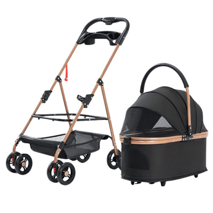 Multifunctional Foldable Pet Stroller & Detachable Basket for Small Dogs & Cats 4