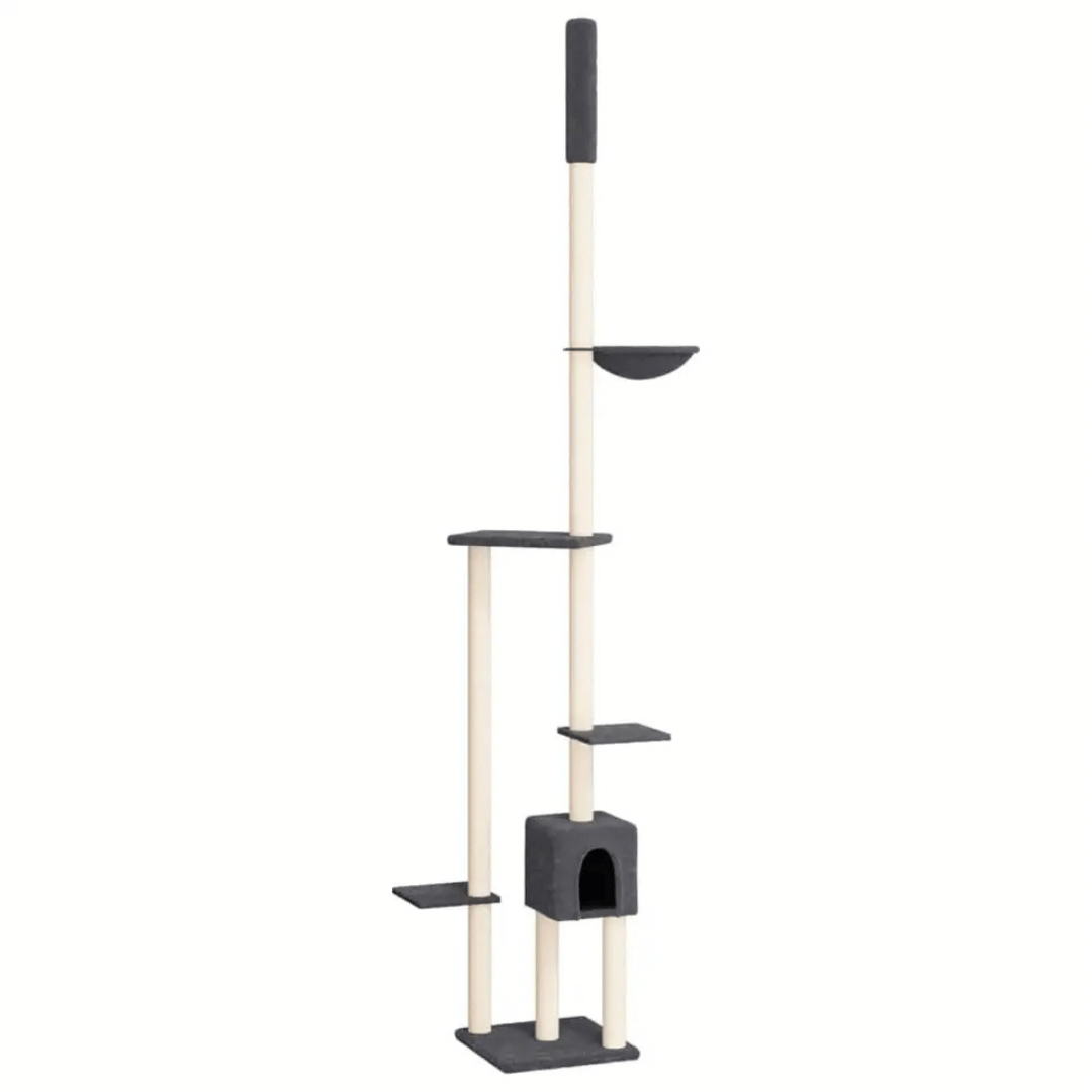 Floor-to-Ceiling Cat Tree Tower Scratching Posts with Plush Nest & Perches 3