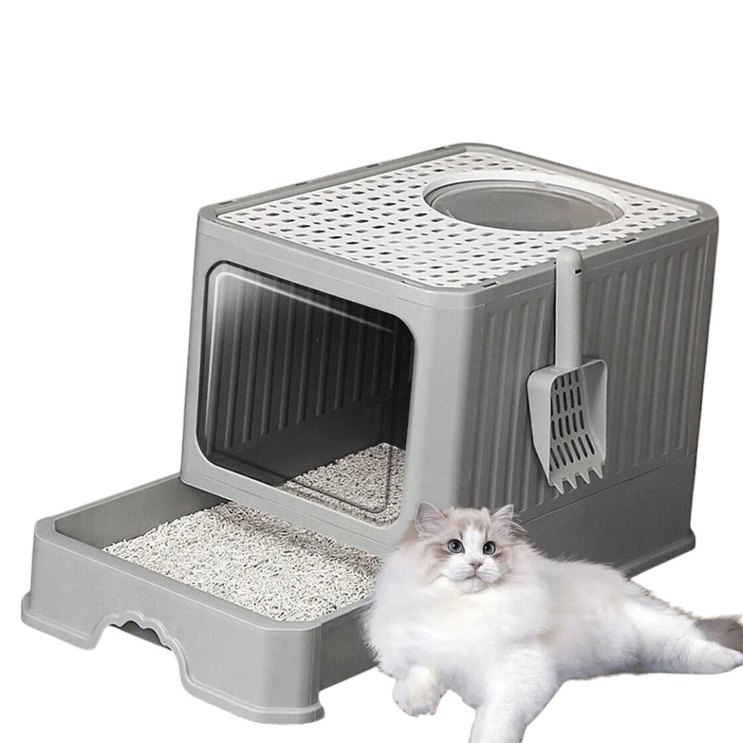 Spacious Front & Top Entry-Exit Enclosed Cat Litter Box with Slide-Out Tray & Scoop 2
