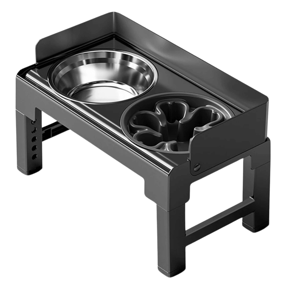 Adjustable Raised Dog Feeding Station with Stainless Steel & Slow-Feeding Bowls 6