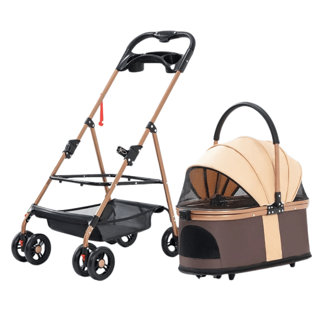 Multifunctional Foldable Pet Stroller & Detachable Basket for Small Dogs & Cats 3