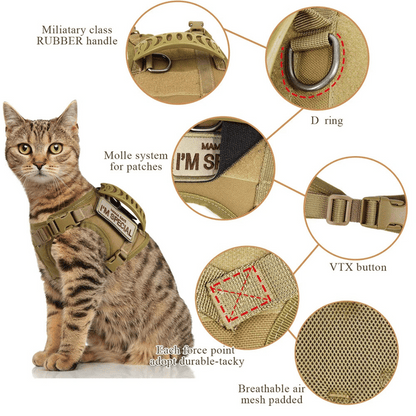 Military-Style Tactical Cat Harness & Leash 24