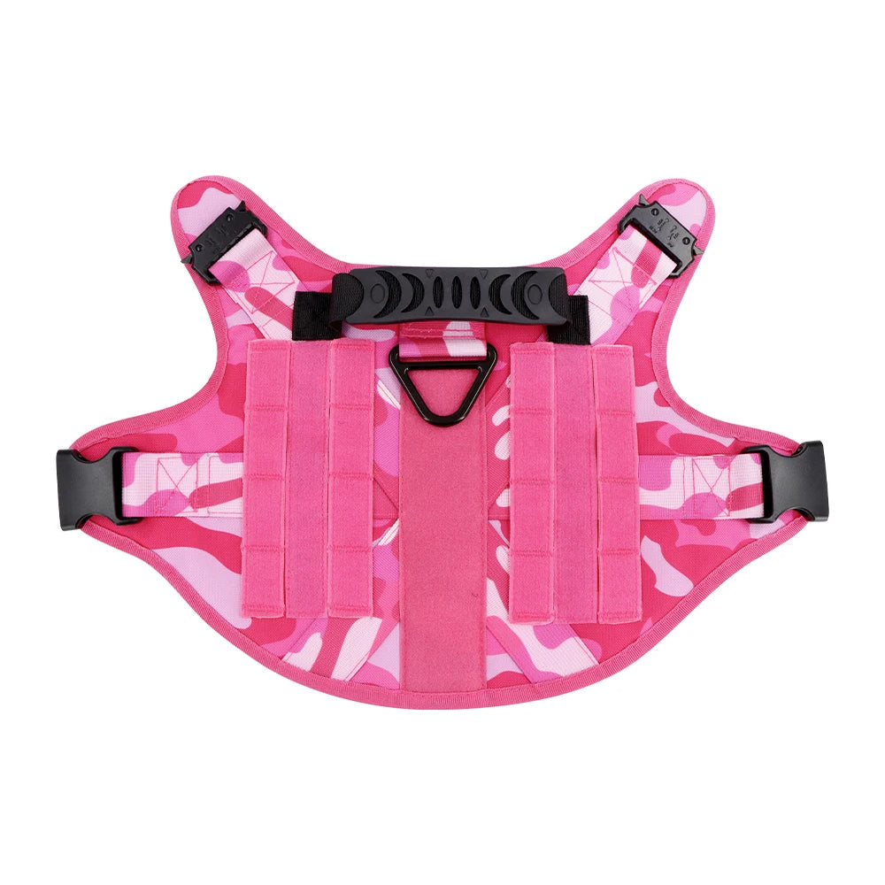 Pink Camouflage Military-Style Dog Harness | Tactical Dog Training Vest 7