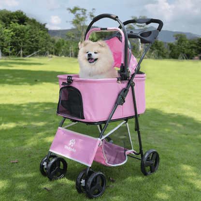 Convertible Canopy Dog Stroller with Detachable Carrier Basket Car Seat, Storage & Cup Holder 8