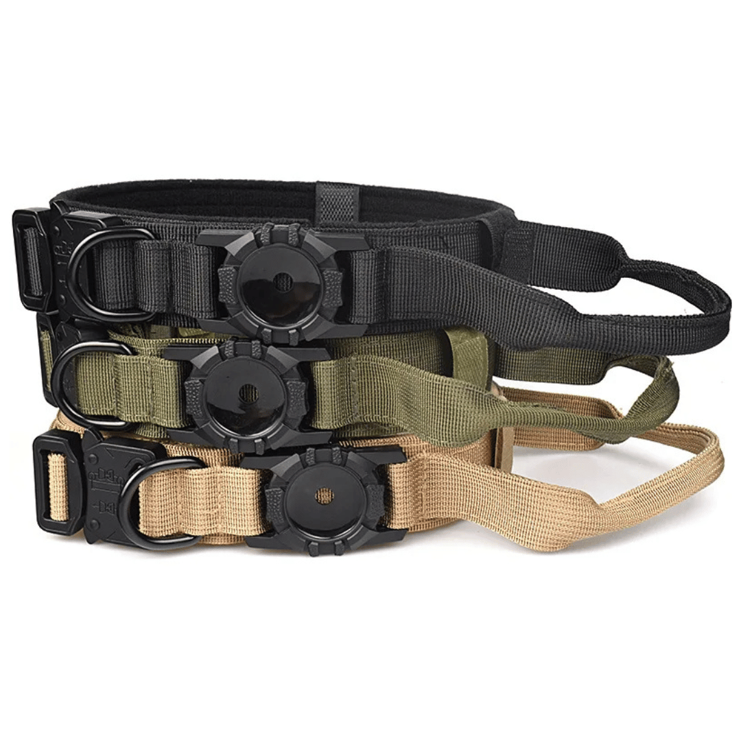Heavy Duty Military-Style AirTag Holder Dog Collar | Tactical Air Tag Holder Collar 18
