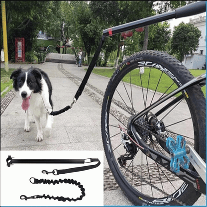 Hands-Free Dog Bike Lead with Metal Attachment Arm & Bungee Shock Absorber | Safe Cycling Lead for Dogs