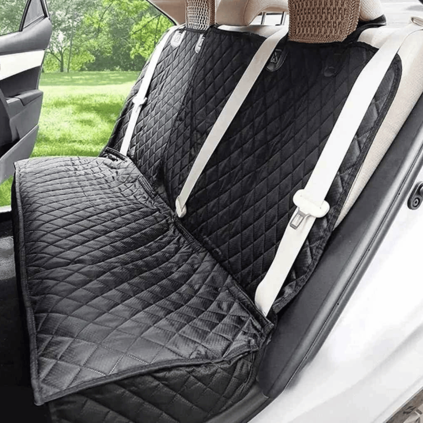Waterproof Dog Car Seat Cover & Hammock with Zip Split for Armrest Access | Non-Slip, Scratchproof Back Seat Protector