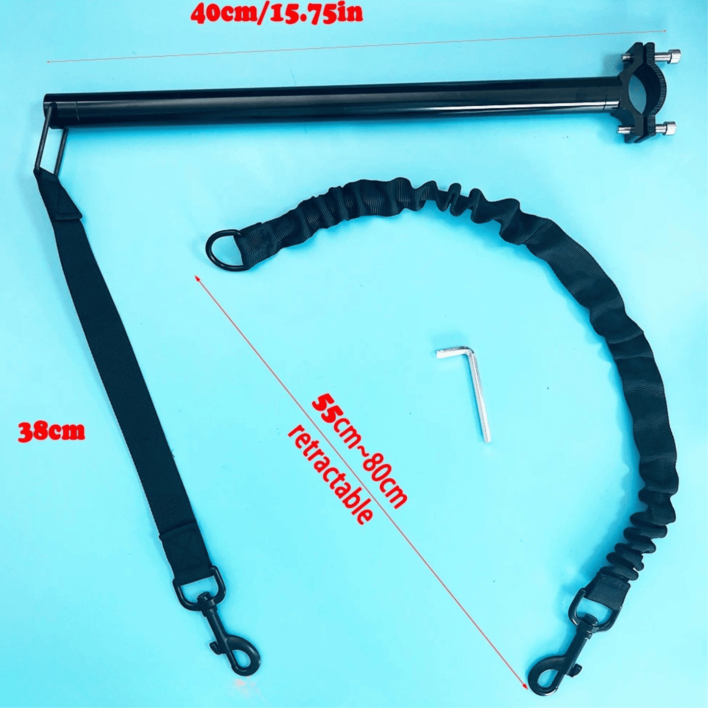 Hands-Free Dog Bike Lead with Metal Attachment Arm & Bungee Shock Absorber | Safe Cycling Lead for Dogs