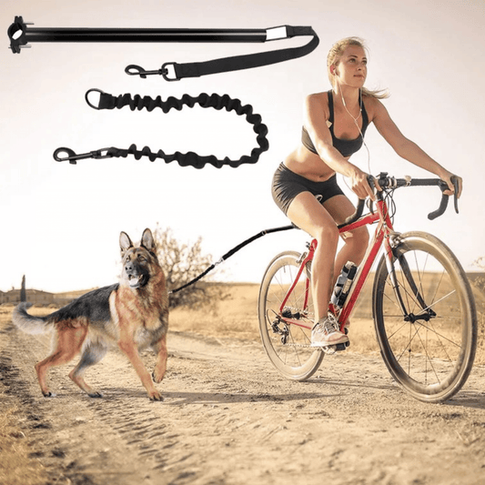 Hands-Free Dog Bike Lead with Metal Attachment Arm & Bungee Shock Absorber | Safe Cycling Lead for Dogs